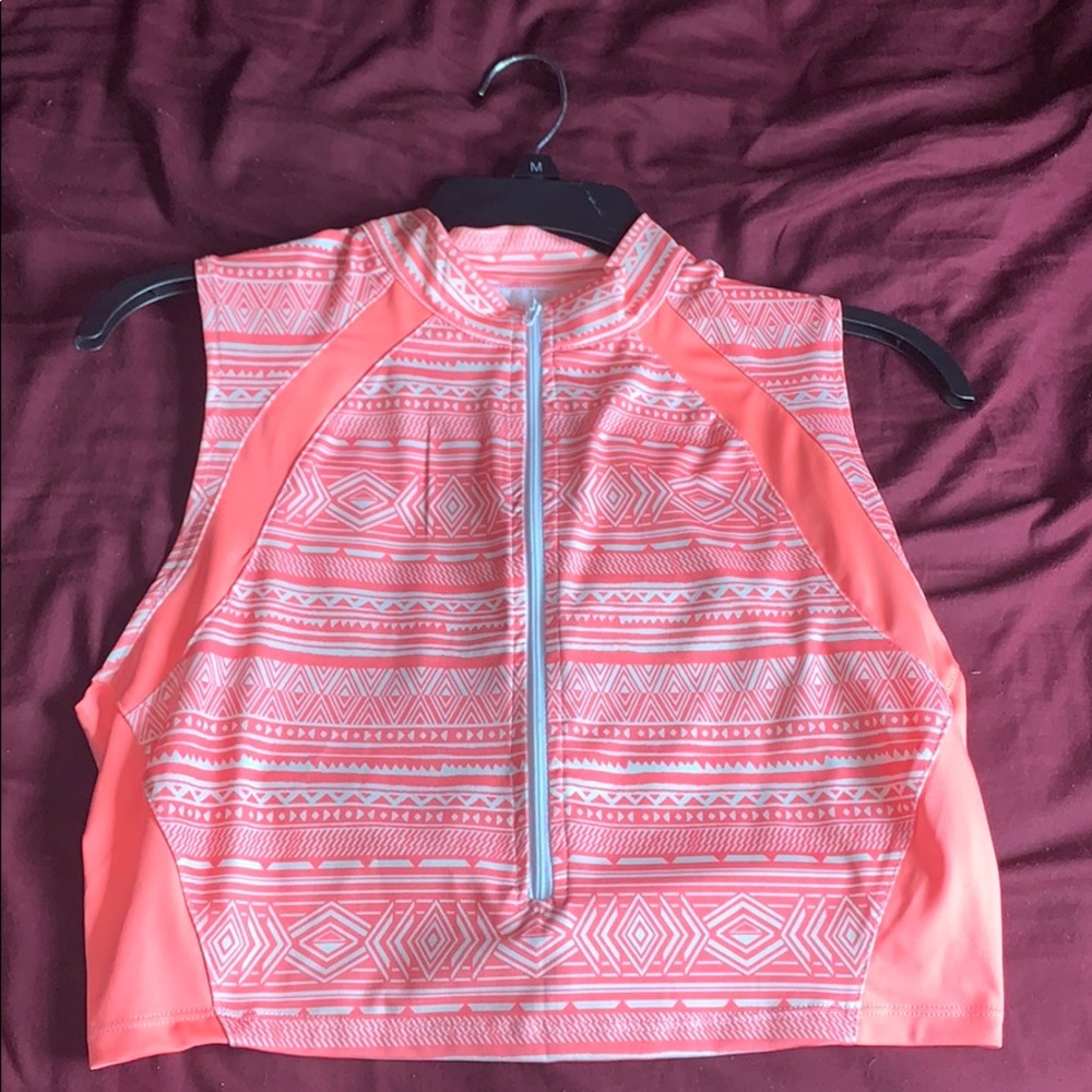 Pink and white Work out crop top